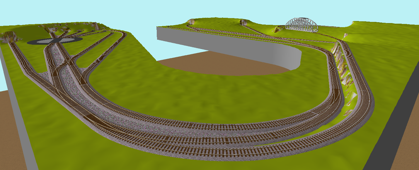 U-vorm, 300x300 - station, brug en draaischijf - 3D-aanzicht van achteren.png