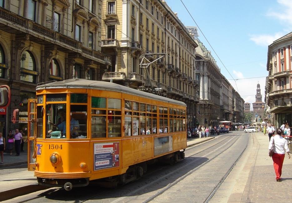 Tram Milaan van San Siro naar de dom.JPG