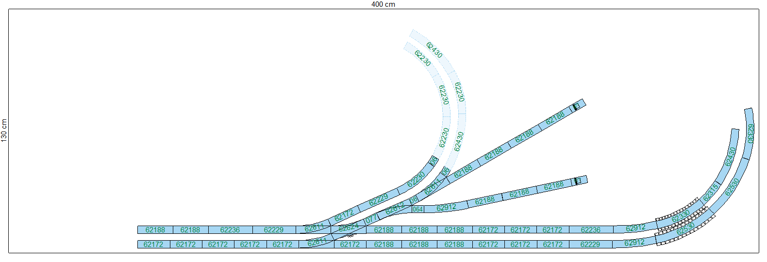 400 x 130, paradespoor met extra aftakking, zonder slanke wissels.png