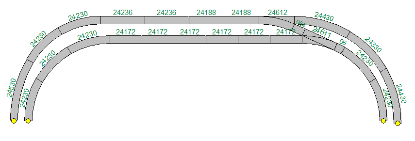 Een station met parallelafstand van 104 mm met bochten van 90 graden naar parallelsporen op 77,5 mm (2).png