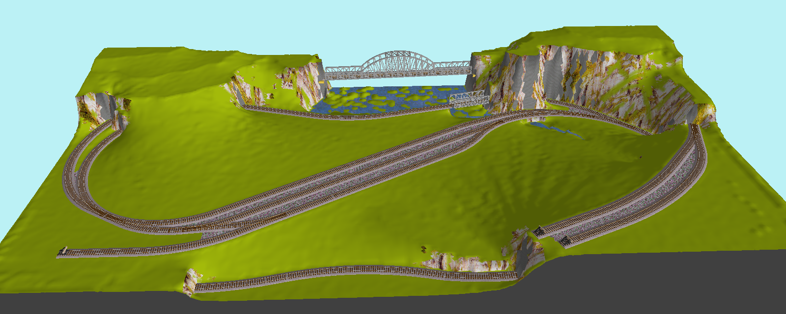 270 x 140 - 3D aanzicht van station, bergstationnetje, bruggen, paradespoor en twee keerlussen.png