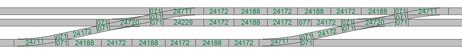 Twee wisselstraten voor drie sporen, met twee slanke engelse wissels.png